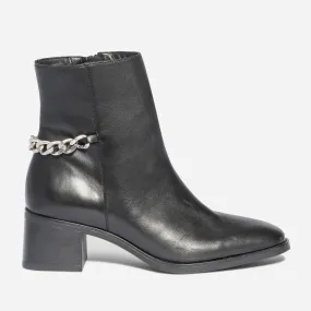 Boots noir en cuir avec chaîne - Boots / bottines Femme | ERAM