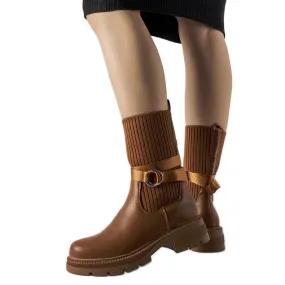 Bottines chaussettes isolées marron de Picker brun