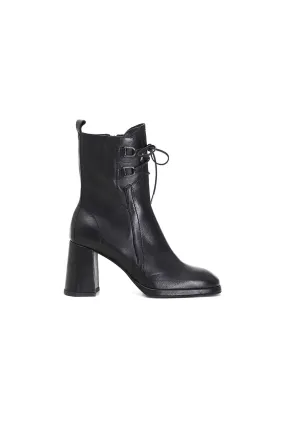 bottines en cuir avec lacets sur le devant - CafèNoir