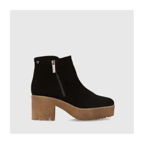 Bottines en cuir suédé noir pour femme | Chaussures femme LODI en ligne.