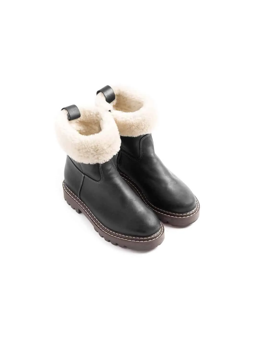 Bottines Hiver femme Anfibio cuir doublées 100% Laine Naturelle