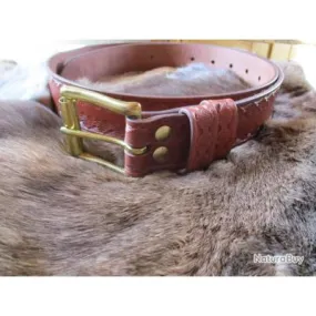 Ceinture en Cuir Naturel avec motifs Boucle et Rivets en Laiton (fait main)