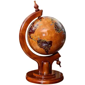 Globe Terrestre en Bois Ancien