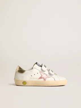 Old School Young en cuir avec étoile en cuir lamé couleur pêche | Golden Goose