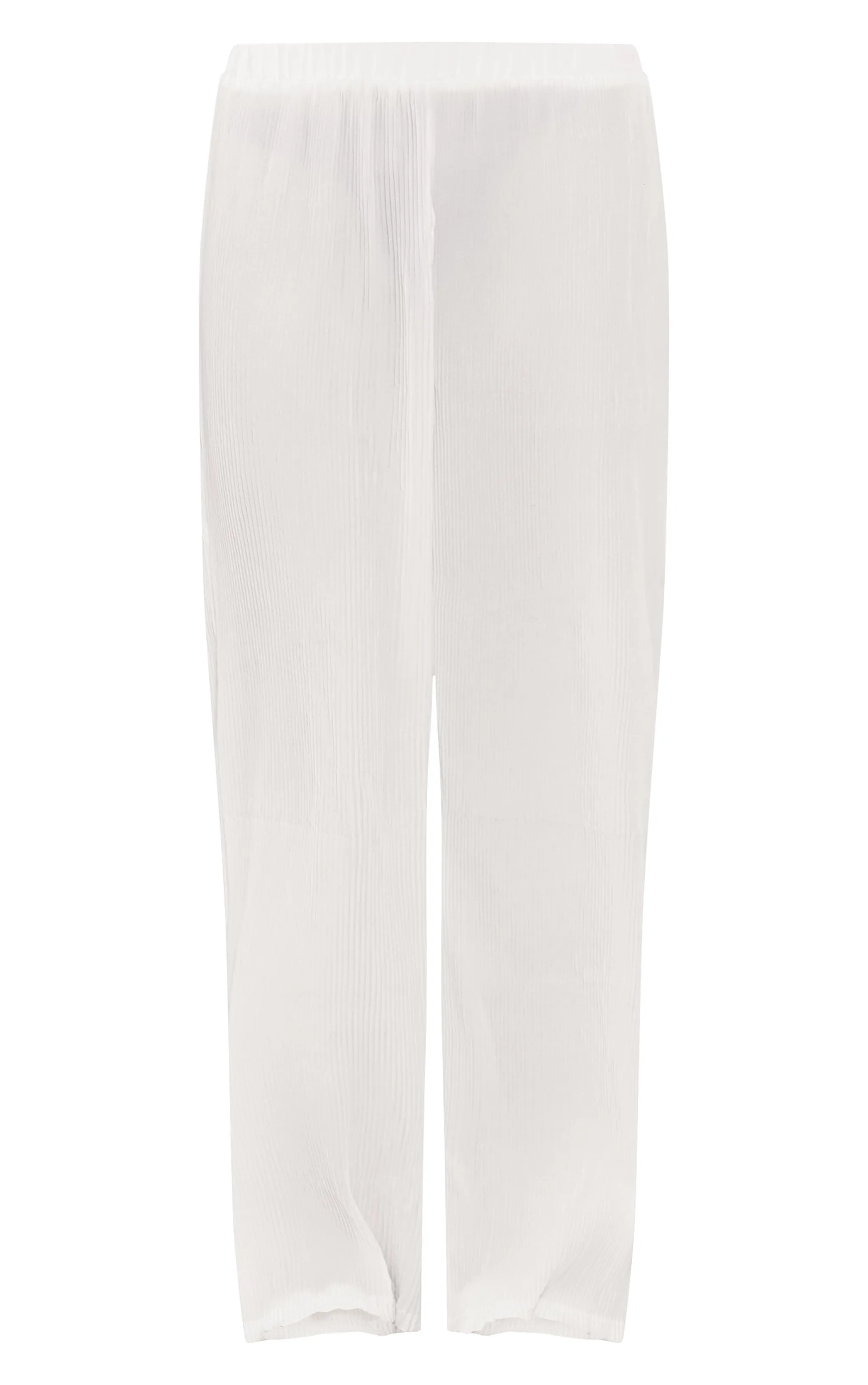 Pantalon large blanc oversize en mousseline de soie plissée