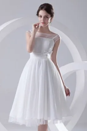 Robe cérémonie blanche courte encolure transparente