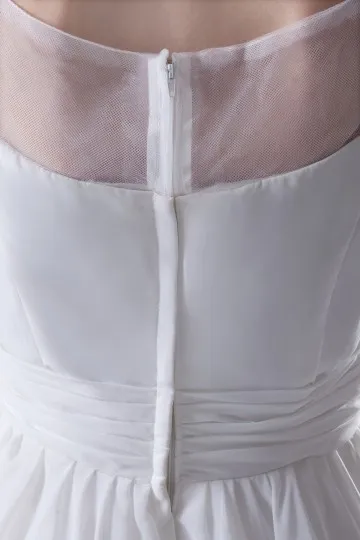 Robe cérémonie blanche courte encolure transparente