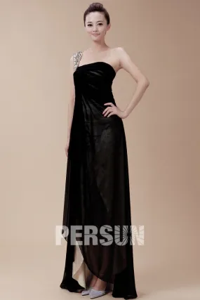 Robe de soirée chic noir à bord inférieur asymétrique