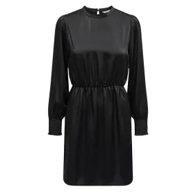 Robe manches longues cocktail noire satinée Femme ONLY à prix 