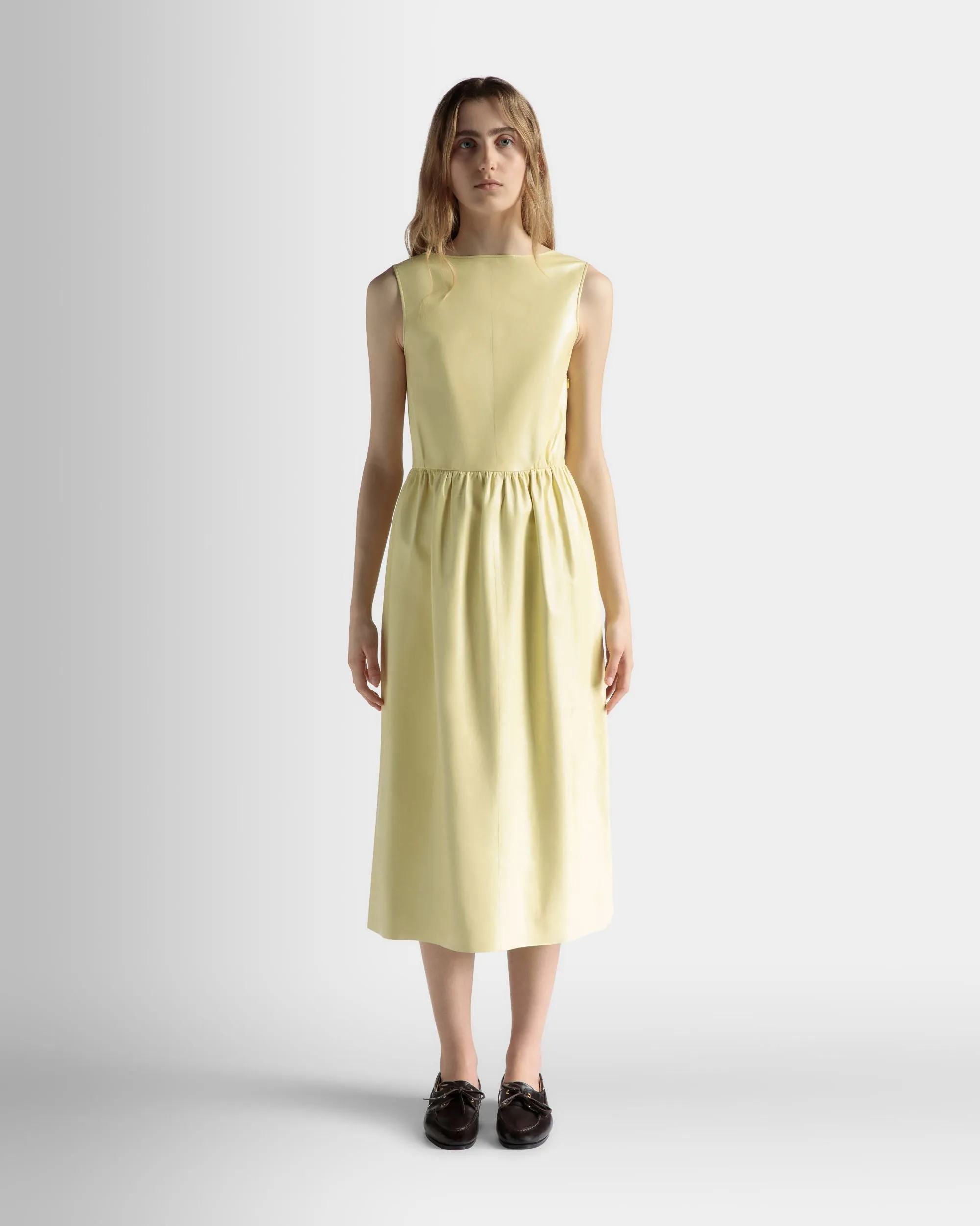 Robe Midi Sans Manches En Cuir Vanana Yellow