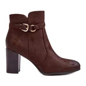 Sergio Leone Bottines en cuir avec boucle pour femme, marron Lasima brun