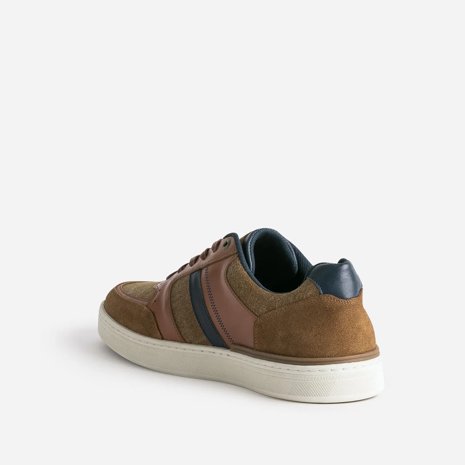 Tennis camel et cognac mix matières - Baskets / Tennis Homme | ERAM