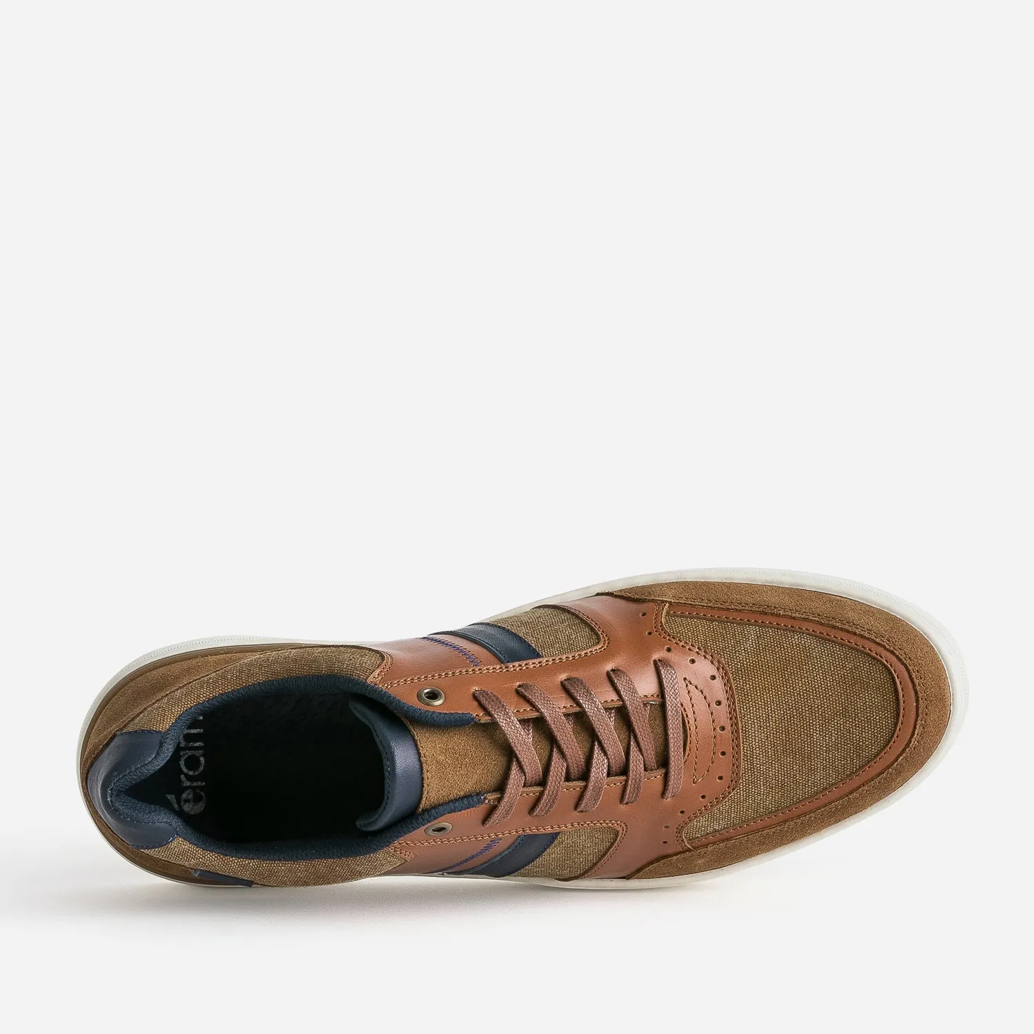 Tennis camel et cognac mix matières - Baskets / Tennis Homme | ERAM