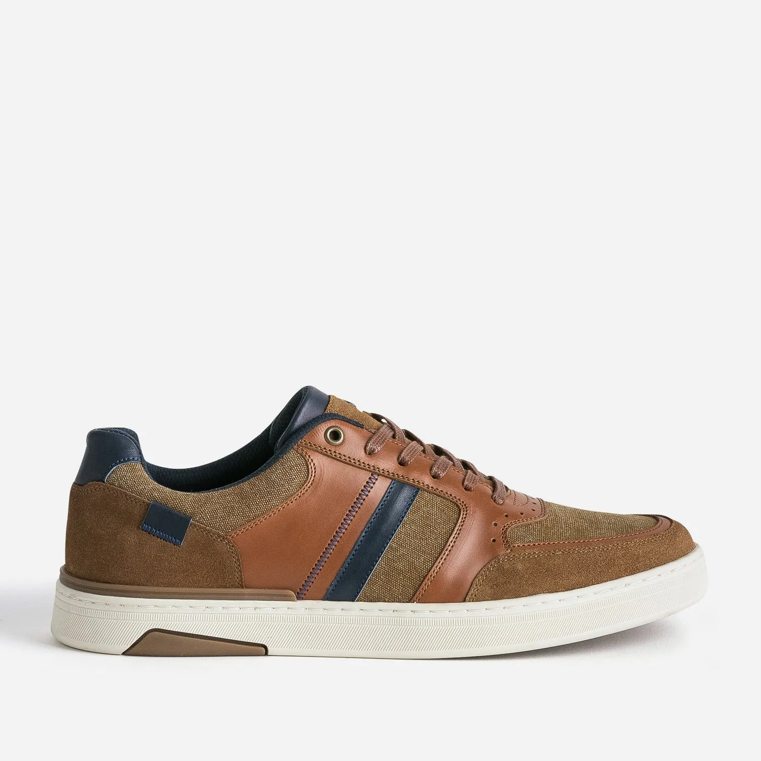 Tennis camel et cognac mix matières - Baskets / Tennis Homme | ERAM