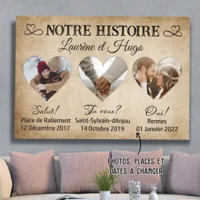 Toile Personnalisée - Notre Histoire D‘amour